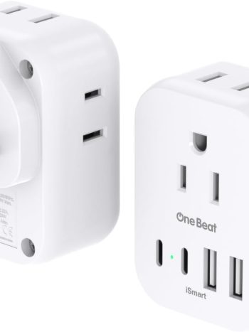 2 Pack PD 20W US to UK Ireland Travel Plug Adapter, Type G Power Adapter with 4 AC Outlets and 4 USB Ports (2 USB C), Travel Essentials for USA to Dubai Scotland British London England Hong Kong Irish