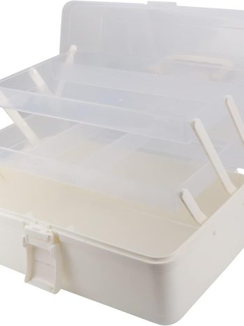 Avlcoaky Tackle Box Large 3 Layers Plastic Portable Storage Box Fishing White Tackle Box Organizer Art Craft Tool Box