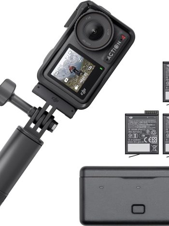 DJI Osmo Action 4 Adventure Combo, 4K/120fps Waterproof Action Camera with a 1/1.3-Inch Sensor, 10-bit & D-Log M Color Performance, Up to 7.5 h with 3 Batteries, Outdoor Camera for Travel, Biking