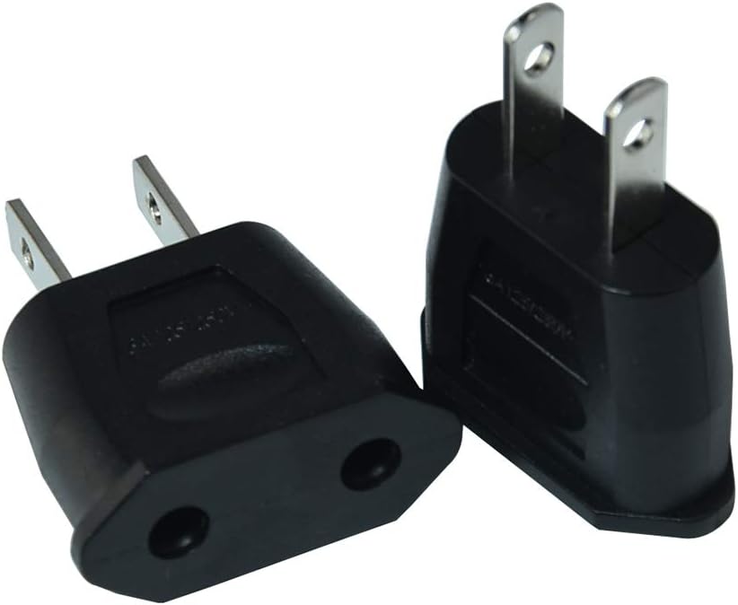 Socket Plug Adapter Europe EU Euro to US Travel Charger AC Power Converter 2PCS(Black) - Image 2