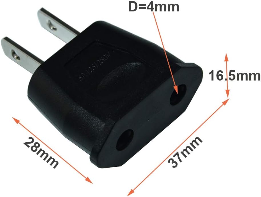 Socket Plug Adapter Europe EU Euro to US Travel Charger AC Power Converter 2PCS(Black) - Image 4