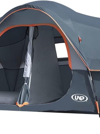UNP Camping Tent 10-Person-Family Tents, Parties, Music Festival Tent, Big, Easy Up, 5 Large Mesh Windows, Double Layer, 2 Room, Waterproof, Weather Resistant, 18ft x 9ft x78in